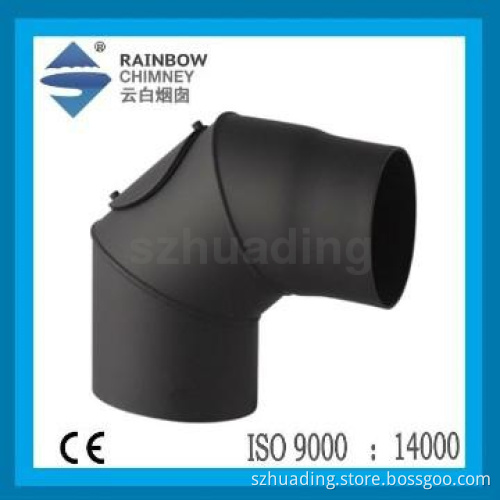 single wall carbon steel chimney flue pipe: 90 degree elbow with door